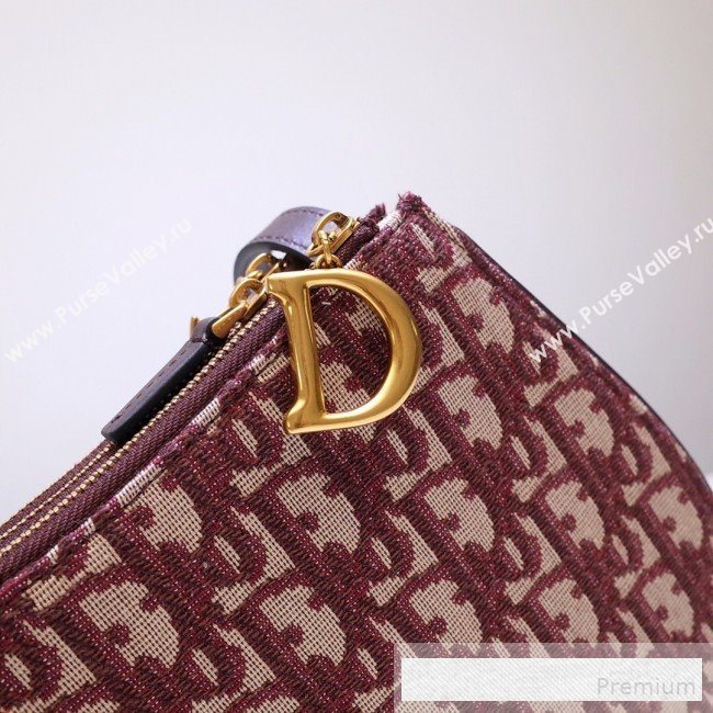 Dior Saddle Zipped Clutch in Burgundy Oblique Jacquard Canvas 2019 (BINF-9062745)