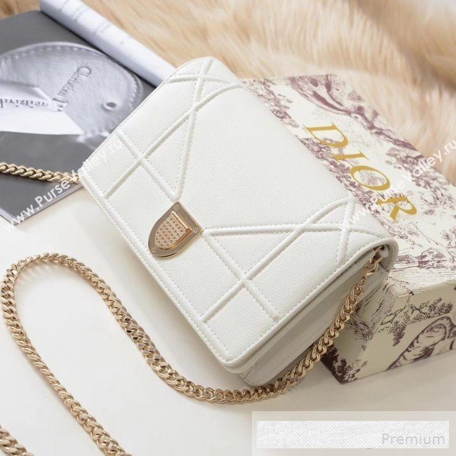 Dior Diorama Chain Clutch in Palm Grained Cannage Leather White 2019 (BINF-9062746)