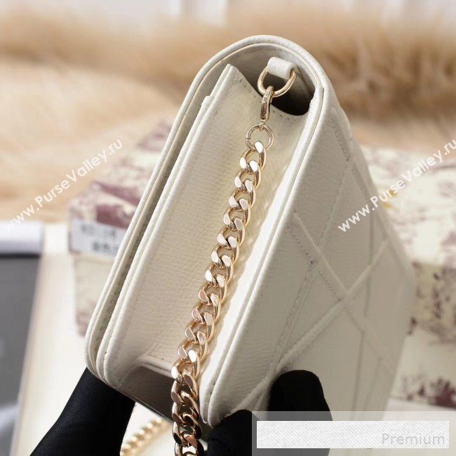 Dior Diorama Chain Clutch in Palm Grained Cannage Leather White 2019 (BINF-9062746)