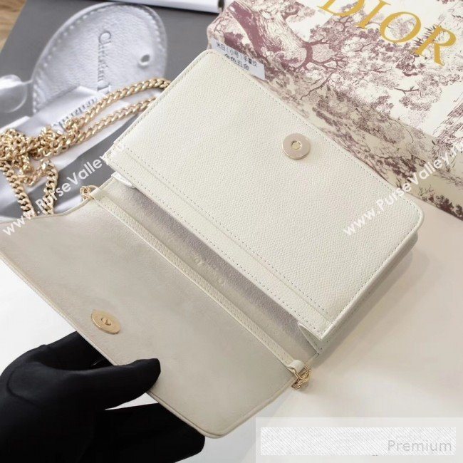 Dior Diorama Chain Clutch in Palm Grained Cannage Leather White 2019 (BINF-9062746)