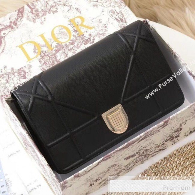 Dior Diorama Chain Clutch in Palm Grained Cannage Leather Black 2019 (BINF-9062747)