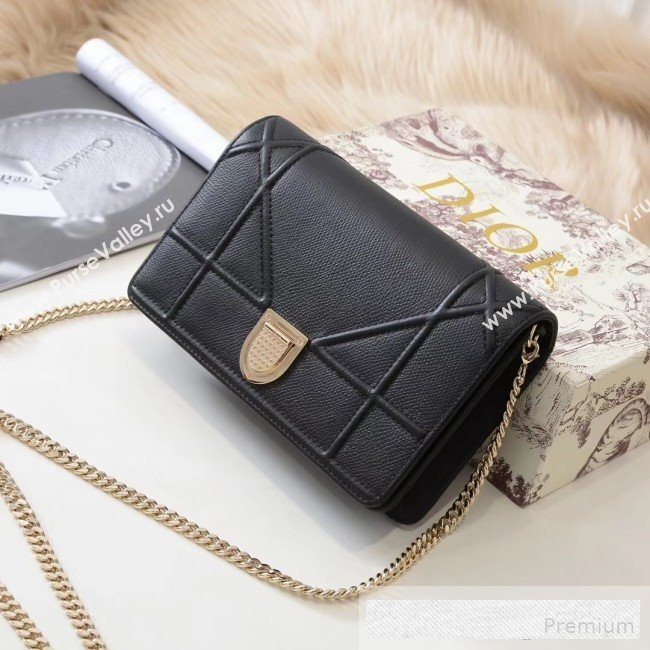 Dior Diorama Chain Clutch in Palm Grained Cannage Leather Black 2019 (BINF-9062747)