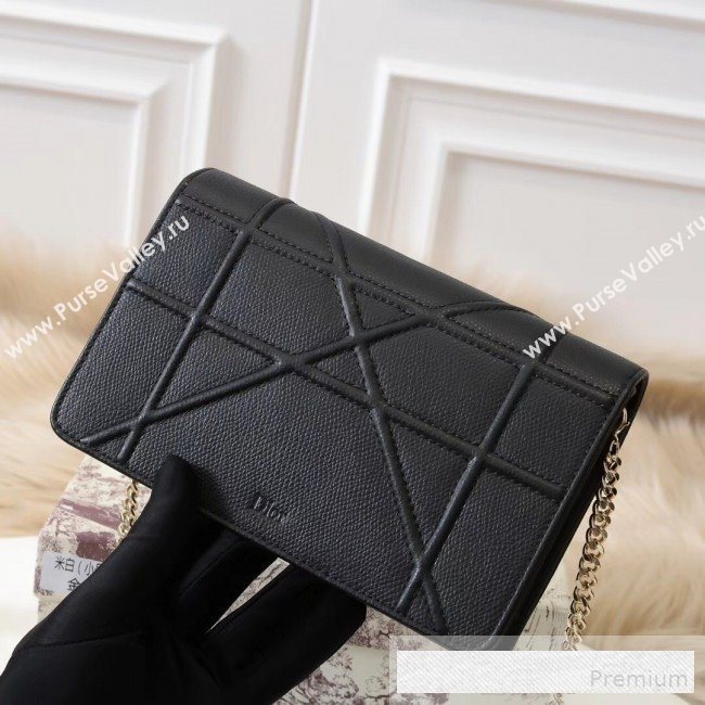 Dior Diorama Chain Clutch in Palm Grained Cannage Leather Black 2019 (BINF-9062747)
