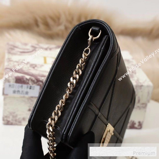 Dior Diorama Chain Clutch in Palm Grained Cannage Leather Black 2019 (BINF-9062747)