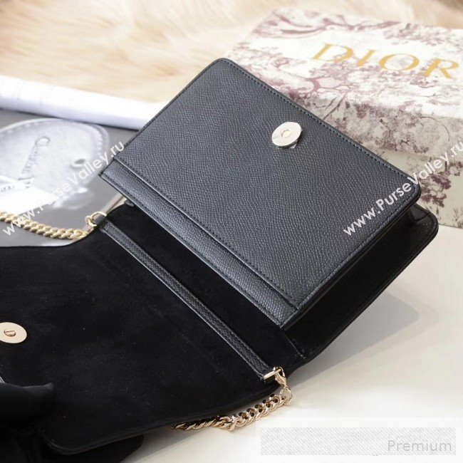 Dior Diorama Chain Clutch in Palm Grained Cannage Leather Black 2019 (BINF-9062747)