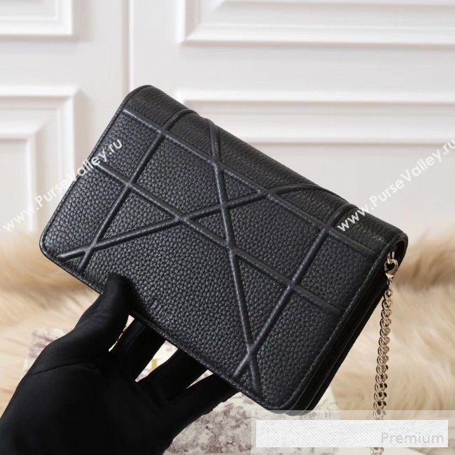 Dior Diorama Chain Clutch in Litchi Grained Cannage Leather Black 2019 (BINF-9062755)