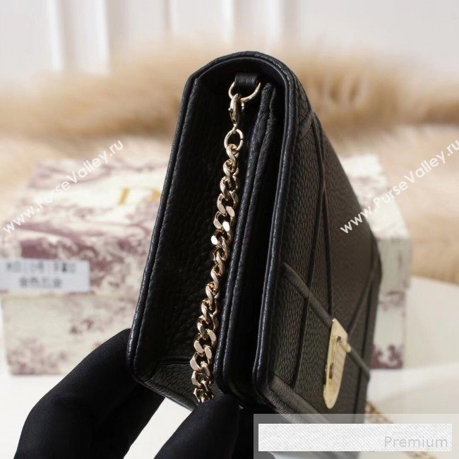 Dior Diorama Chain Clutch in Litchi Grained Cannage Leather Black 2019 (BINF-9062755)