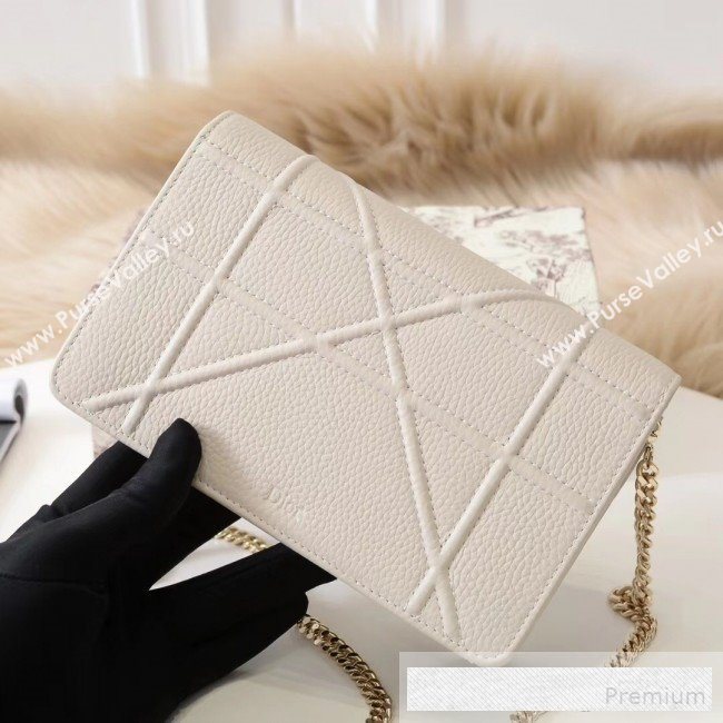 Dior Diorama Chain Clutch in Litchi Grained Cannage Leather Cream White/Gold 2019 (BINF-9062752)