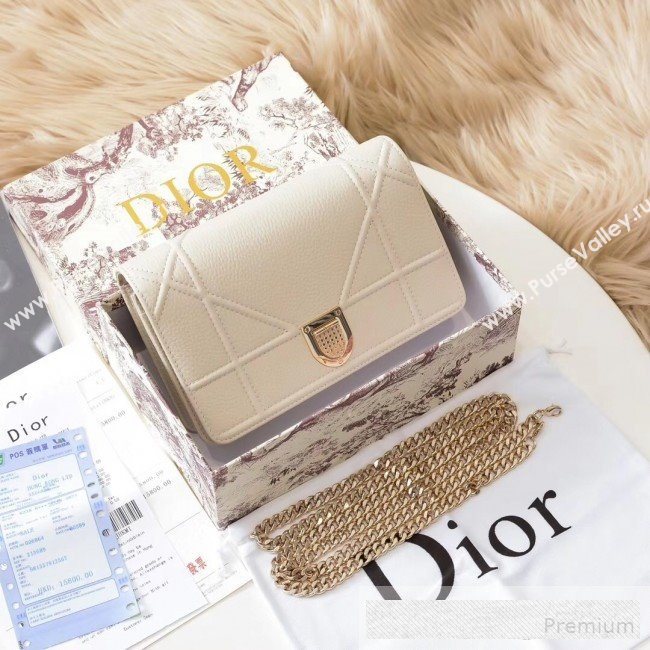 Dior Diorama Chain Clutch in Litchi Grained Cannage Leather Cream White/Gold 2019 (BINF-9062752)