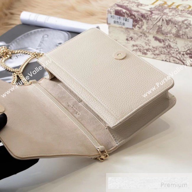 Dior Diorama Chain Clutch in Litchi Grained Cannage Leather Cream White/Gold 2019 (BINF-9062752)