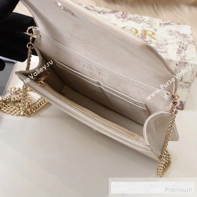 Dior Diorama Chain Clutch in Litchi Grained Cannage Leather Cream White/Gold 2019 (BINF-9062752)