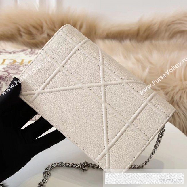 Dior Diorama Chain Clutch in Litchi Grained Cannage Leather Cream White/Silver 2019 (BINF-9062753)