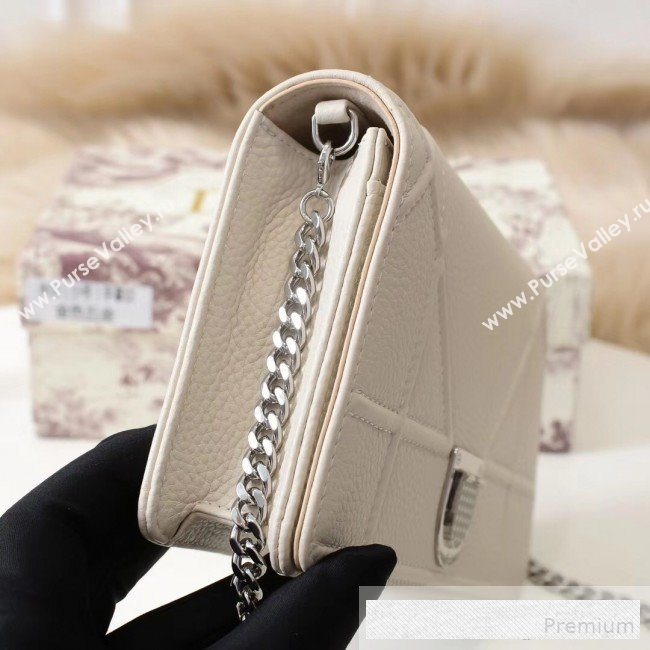 Dior Diorama Chain Clutch in Litchi Grained Cannage Leather Cream White/Silver 2019 (BINF-9062753)