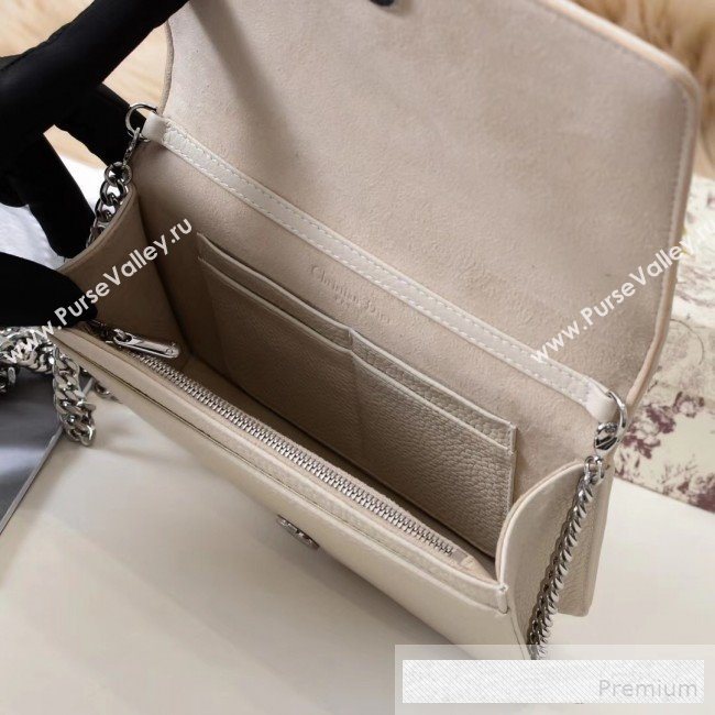 Dior Diorama Chain Clutch in Litchi Grained Cannage Leather Cream White/Silver 2019 (BINF-9062753)