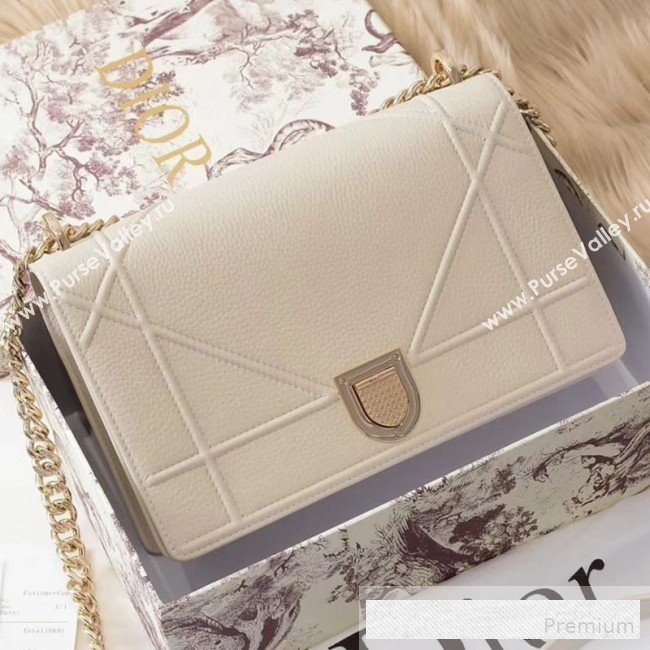 Dior Diorama Large Flap Bag in Litchi Grained Cannage Leather Cream White/Gold 2019 (BINF-9062757)