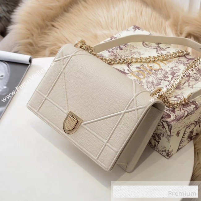 Dior Diorama Large Flap Bag in Litchi Grained Cannage Leather Cream White/Gold 2019 (BINF-9062757)
