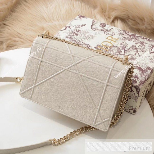 Dior Diorama Large Flap Bag in Litchi Grained Cannage Leather Cream White/Gold 2019 (BINF-9062757)