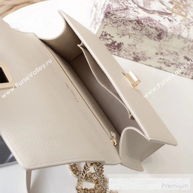 Dior Diorama Large Flap Bag in Litchi Grained Cannage Leather Cream White/Gold 2019 (BINF-9062757)