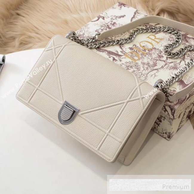 Dior Diorama Large Flap Bag in Litchi Grained Cannage Leather Cream White/Silver 2019 (BINF-9062758)