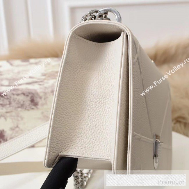 Dior Diorama Large Flap Bag in Litchi Grained Cannage Leather Cream White/Silver 2019 (BINF-9062758)