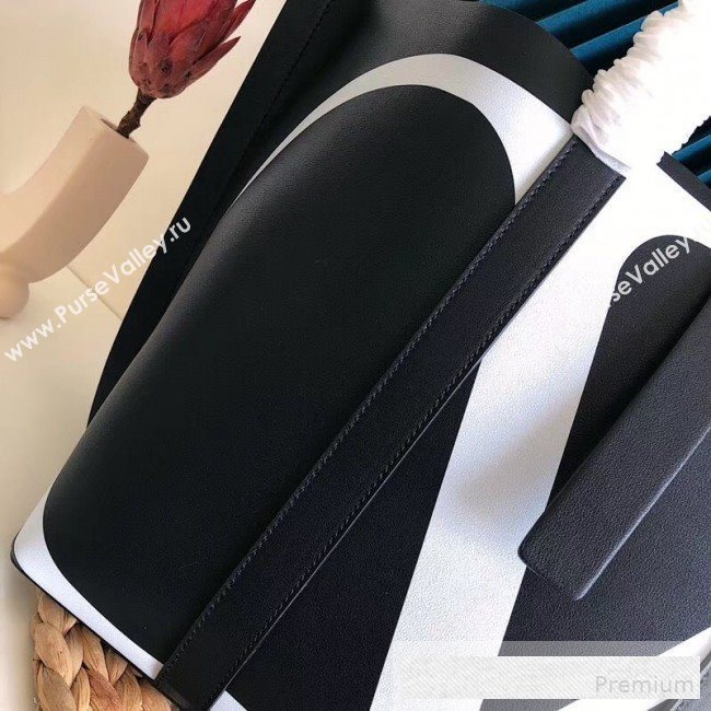 Valentino Maxi Calfskin Giant V Logo Shopping Tote Bag Black/White 2019 (JJ3-9062767)