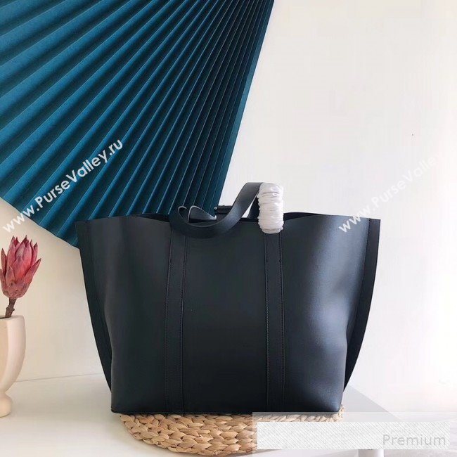 Valentino Maxi Calfskin Giant V Logo Shopping Tote Bag Black/White 2019 (JJ3-9062767)