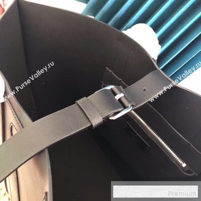 Valentino Maxi Calfskin Giant V Logo Shopping Tote Bag Black/White 2019 (JJ3-9062767)