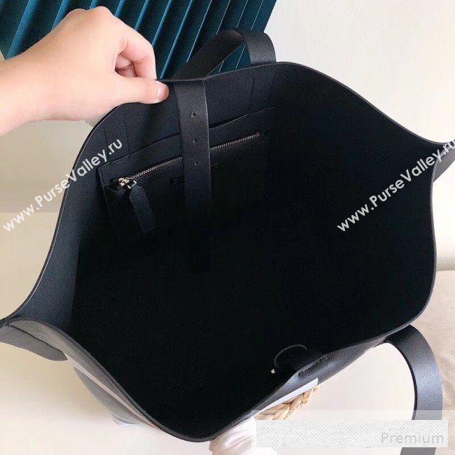 Valentino Maxi Calfskin Giant V Logo Shopping Tote Bag Black/White 2019 (JJ3-9062767)