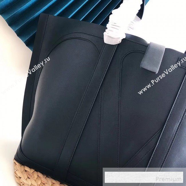 Valentino Maxi Calfskin Giant V Logo Shopping Tote Bag Black/Red Side 2019 (JJ3-9062768)