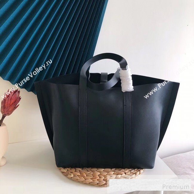 Valentino Maxi Calfskin Giant V Logo Shopping Tote Bag Black/Red Side 2019 (JJ3-9062768)