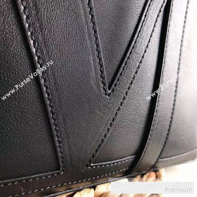 Valentino Maxi Calfskin Giant V Logo Shopping Tote Bag Black/Red Side 2019 (JJ3-9062768)