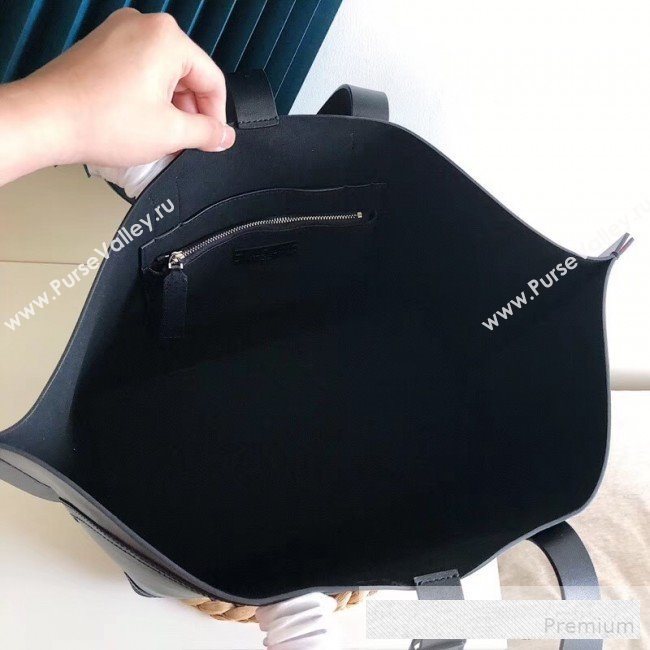 Valentino Maxi Calfskin Giant V Logo Shopping Tote Bag Black/Red Side 2019 (JJ3-9062768)