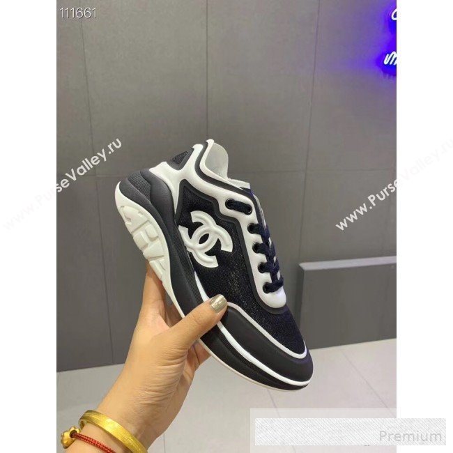 Chanel Lycra and Mesh Patchwork Sneakers G34763 Black 2019 (1028-9062827)