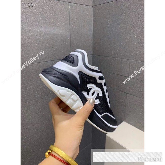 Chanel Lycra and Mesh Patchwork Sneakers G34763 Black 2019 (1028-9062827)