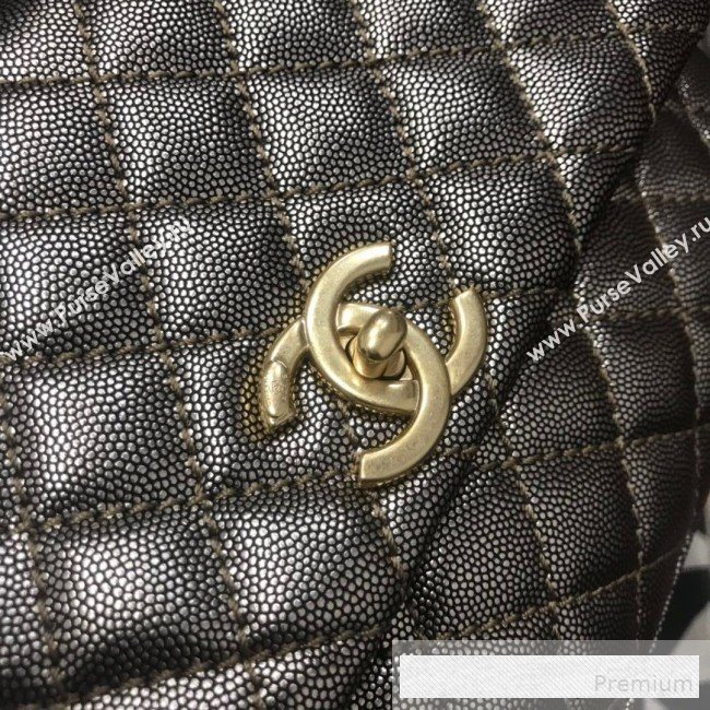 Chanel Coco Handle Metallic Grained Calfskin Medium Flap Top Hnadle Bag Light Gold 2019 (JDH-9062651)