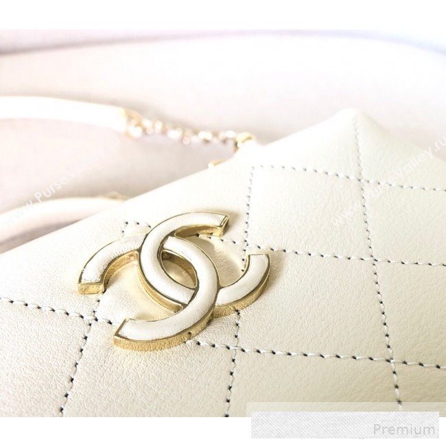 Chanel Quilted Smooth Calfskin Leather Top Handle Bag White 2019 (YD-9062654)