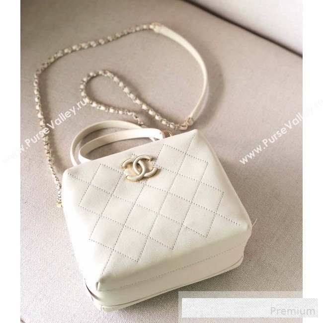 Chanel Quilted Smooth Calfskin Leather Top Handle Bag White 2019 (YD-9062654)