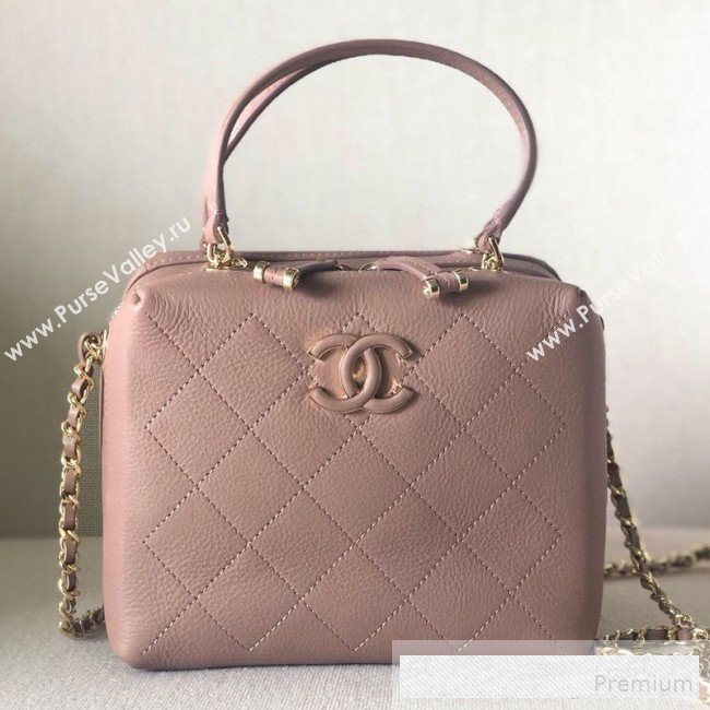 Chanel Quilted Smooth Calfskin Leather Top Handle Bag Dusty Pink 2019 (YD-9062655)