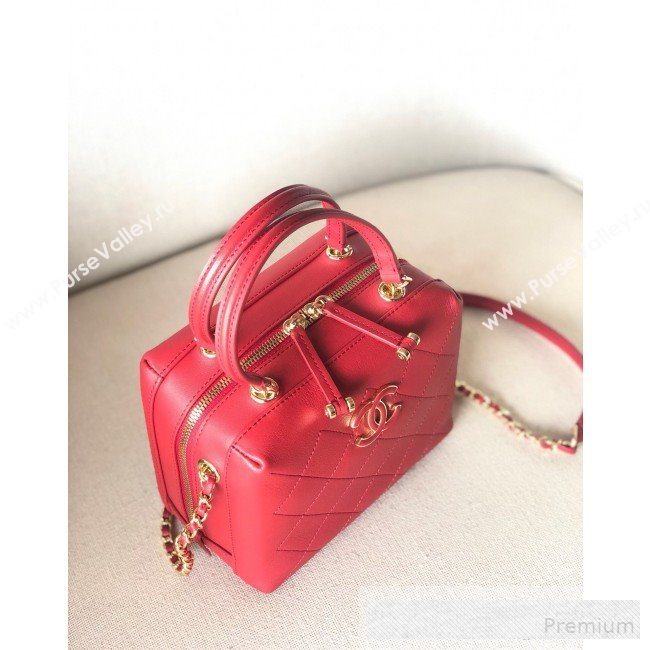 Chanel Quilted Smooth Calfskin Leather Top Handle Bag Red 2019 (YD-9062653)