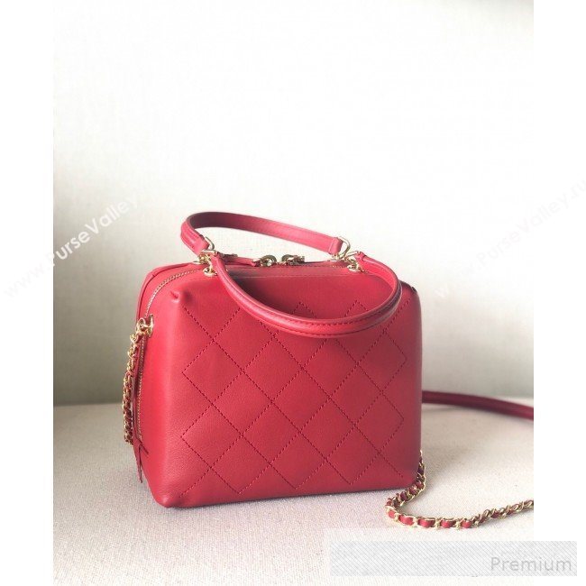 Chanel Quilted Smooth Calfskin Leather Top Handle Bag Red 2019 (YD-9062653)