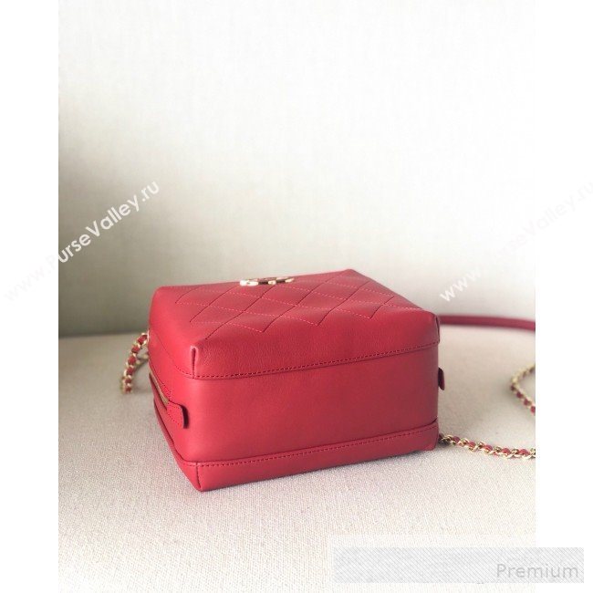 Chanel Quilted Smooth Calfskin Leather Top Handle Bag Red 2019 (YD-9062653)