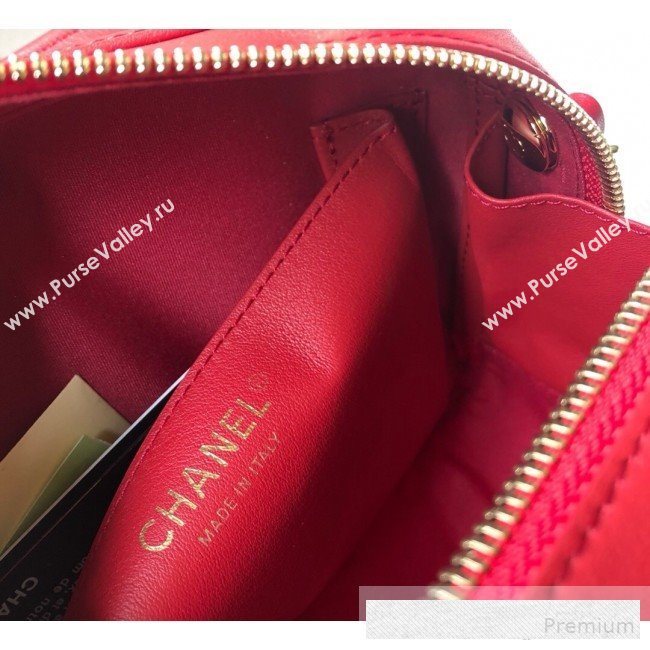 Chanel Quilted Smooth Calfskin Leather Top Handle Bag Red 2019 (YD-9062653)