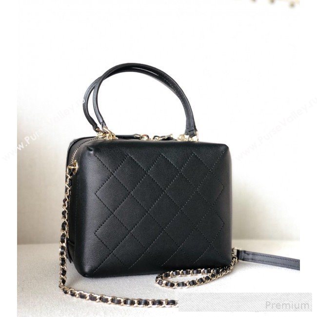 Chanel Quilted Smooth Calfskin Leather Top Handle Bag Black 2019 (YD-9062656)