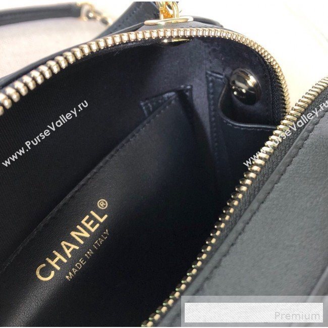 Chanel Quilted Smooth Calfskin Leather Top Handle Bag Black 2019 (YD-9062656)