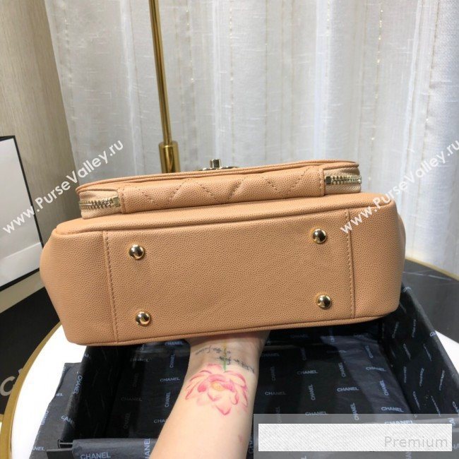 Chanel Quilted Grained Calfskin Messenger Flap Top Handle Bag Apricot 2019 (FM-9062665)