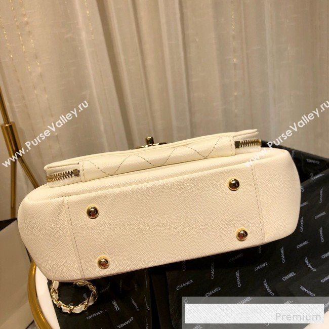 Chanel Quilted Grained Calfskin Messenger Flap Top Handle Bag White 2019 (FM-9062668)