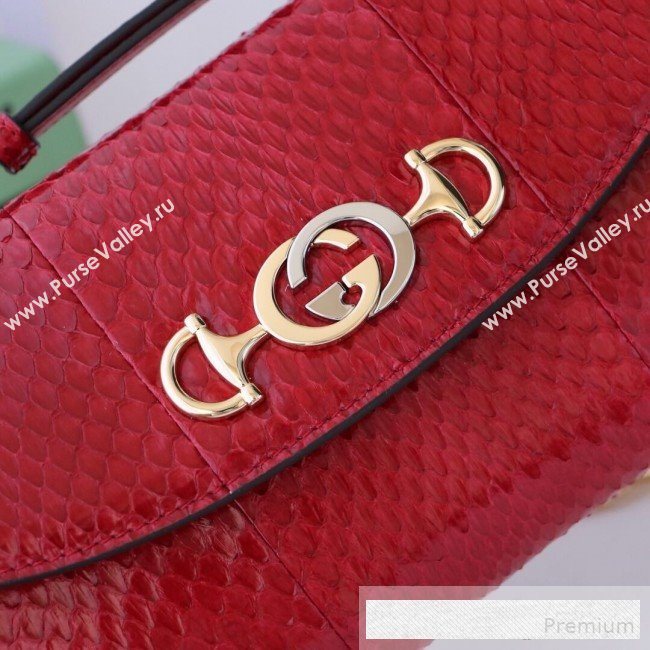 Gucci Zumi Snakeskin Small Shoulder Bag 572375 Red 2019 (MINGH-9062723)