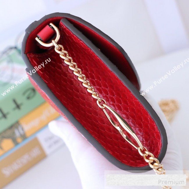 Gucci Zumi Snakeskin Small Shoulder Bag 572375 Red 2019 (MINGH-9062723)