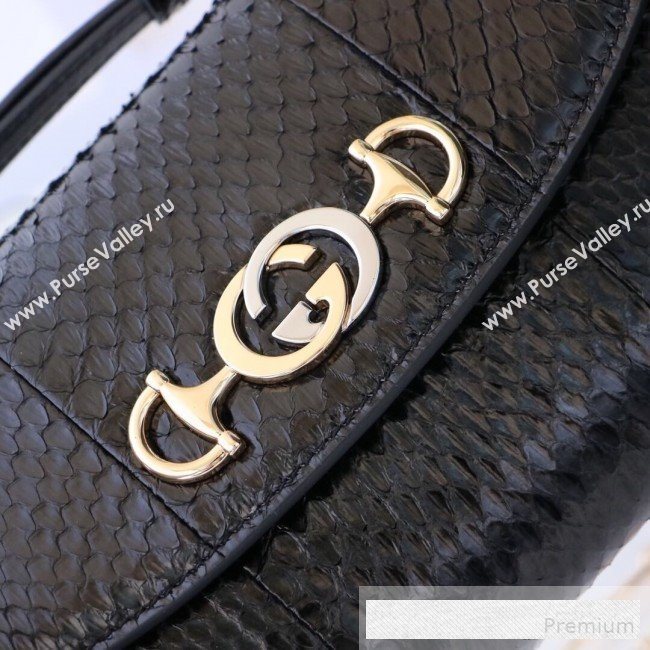 Gucci Zumi Snakeskin Small Shoulder Bag 572375 Black 2019 (MINGH-9062724)