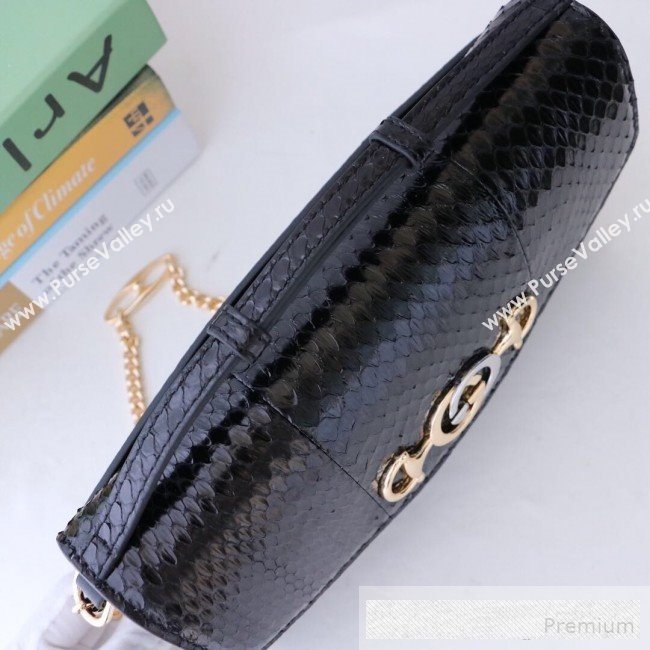 Gucci Zumi Snakeskin Small Shoulder Bag 572375 Black 2019 (MINGH-9062724)